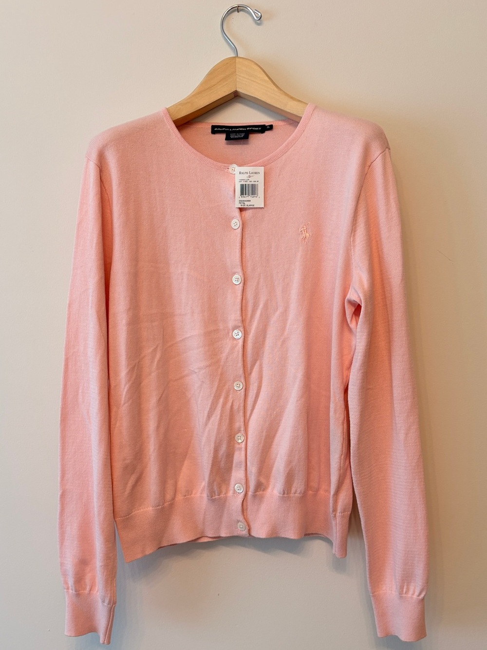 Polo Ralph Lauren pink cotton cardigan sz xl X-Large new